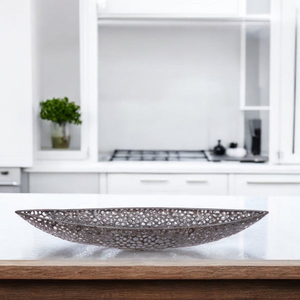 Schale GILDE Dekoobjekt Höhe 7cm Breite 59cm silberfarben Metall