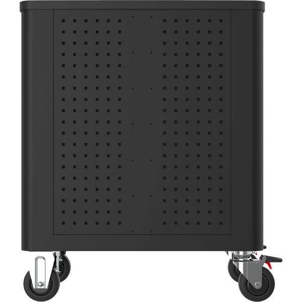 KS Tools Werkstattwagen Performance Plus P15 in Schwarz und Rot mit acht Schubladen und Rollen.