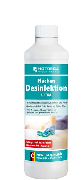 Hotrega Flächen Desinfektion Ultra Flasche zur Reinigung und Desinfektion von Oberflächen im privaten und gewerblichen Bereich