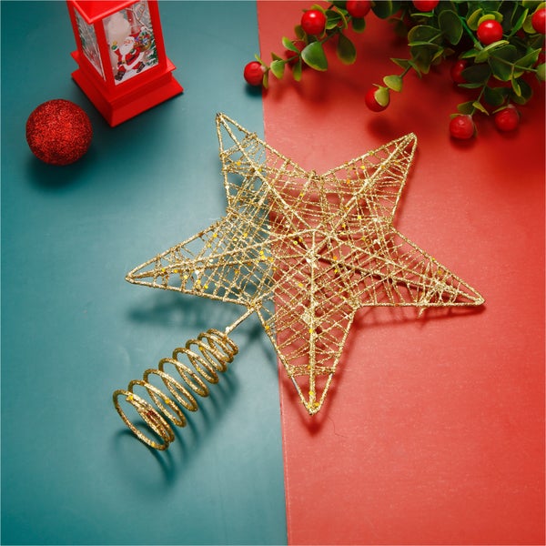 Goldener Baumspitzenstern mit Spirale zur Weihnachtsdekoration