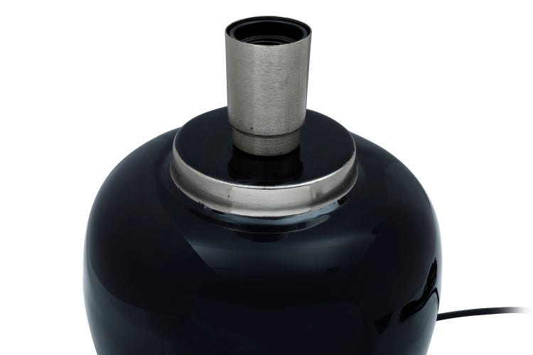 Dekorative Tischlampe Schwarz Silber, Nachttisch Wohnzimmer Lampe 25 cm | Wohnzimmer Esszimmer Leuchte