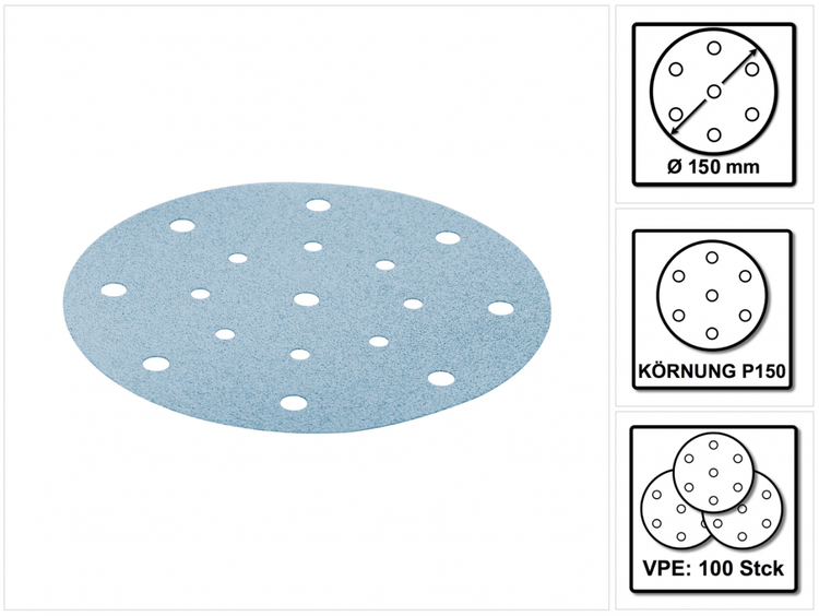 Festool STF D150/16 Schleifscheiben 150 mm Granat P150 GR / 100 Stück ( 496980 )