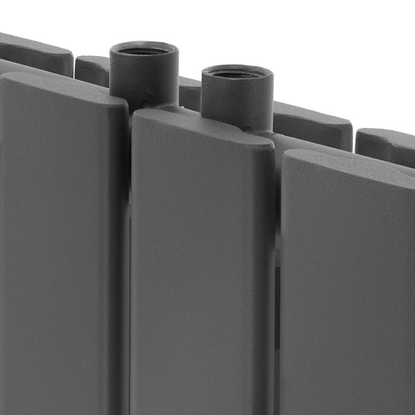 ML-Design Paneelheizkörper Doppellagig 1600x300 mm Anthrazit Mittelanschluss Wandanschlussgarnitur Eckform Multiblock Thermostat Design Badheizkörper Vertikal Designheizkörper Flachheizkörper Heizung
