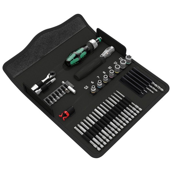 Wera Werkzeugset in Textiltasche mit Schraubendreher, Knarre, Steckschlüsseln, Bits und Bohrern