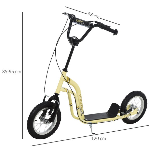 HOMCOM Kinderroller, 120L x 58B x 85-95H cm, Stahl, Aluminium, Gummi, Beige
