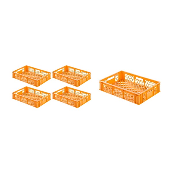 PROREGAL SparSet 5x Eurobehälter Bäcker- und Konditorenkasten HxBxT 13 x 40 x 60 24 Liter Gelb-Orange Brötchenkiste stapelbare Bäckerkiste