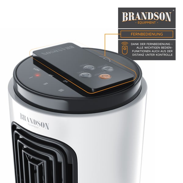 Brandson Tischventilator 20W mit Fernbedienung, Ventilator kompakter Turmventilator mit Oszillation, mobiler Lüfter, 3 Leistungsstufen,Timer, leise