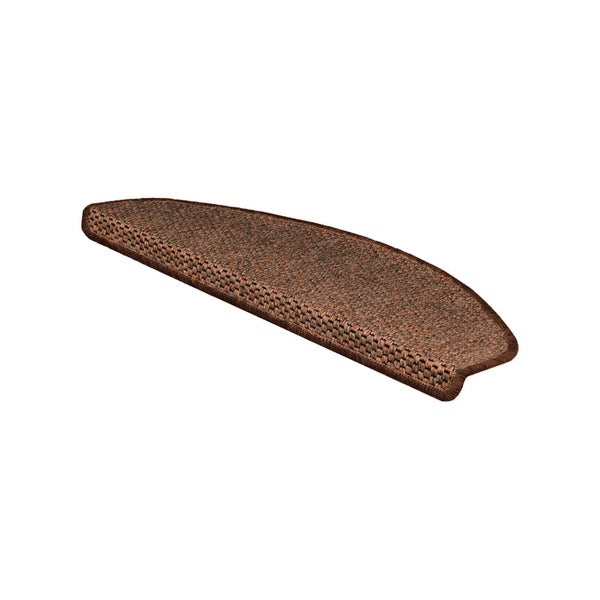 FLOORDIREKT Stufenmatte Kalkutta - Sisaloptik - Schlingenpol - Selbstklebend - Braun - Halbrund - 23,5 x 65 cm