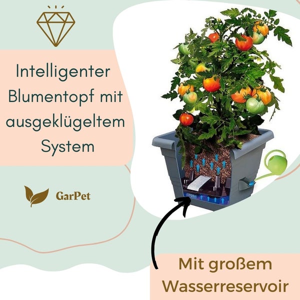 Pflanzkübel Rechteckig Pflanzkübel Groß Außen Blumenkübel Outdoor Pflanztopf Pflanzkasten Blumentopf Wasserspeicher 40x40 cm anthrazit