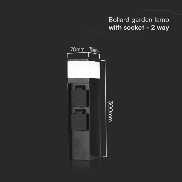 V-TAC VT-1197 - Adapter & Steckdosen - 2-Wege - Gartensteckdosen - IP44 - Schwarz