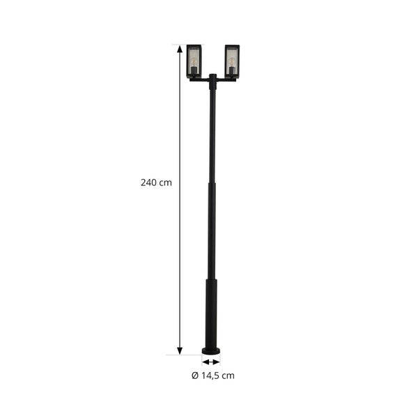 Lucande Mastleuchte außen Siveta (Modern) in Schwarz aus Aluminium (2 flammig, E27) - Kandelaber Außenleuchte