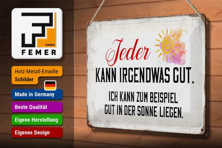 Blechschild Spruch 30x20cm jeder kann irgendwas gut Sonne