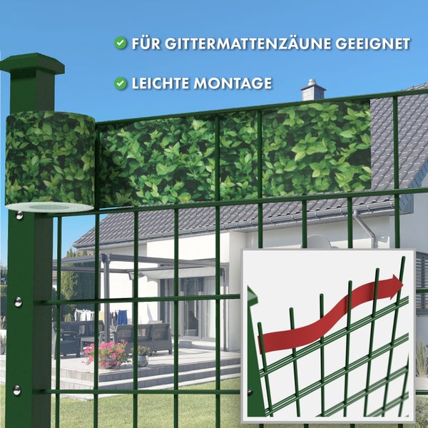 FLOORDIREKT PVC Sichtschutzstreifen 19 cm x 35 m für Gartenzäune Blickdicht Buchsbaum