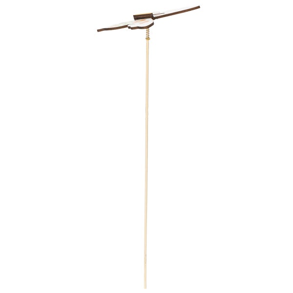 Dekorativer Gartenstecker mit Schmetterlingsmotiv aus Holz und einer Feder zur Bewegung