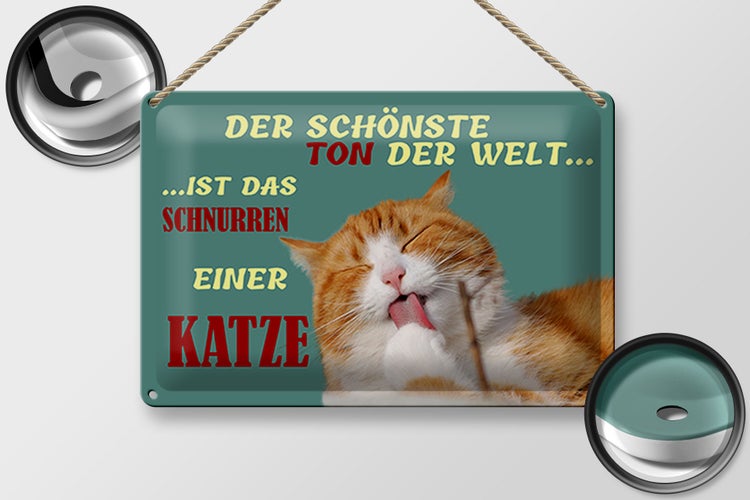 Blechschild Spruch 30x20cm Schönste Ton ist Katzenschnurren