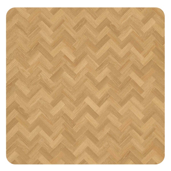 Bodenbelag in Holzoptik mit Fischgrätmuster.