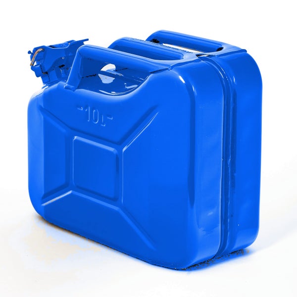 Blauer 10-Liter-Kraftstoffkanister aus Stahl