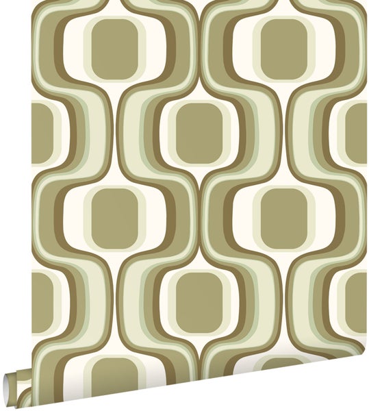 ESTAhome Tapete Retro-Ornamente Grün - 50 x 900 cm - 131586