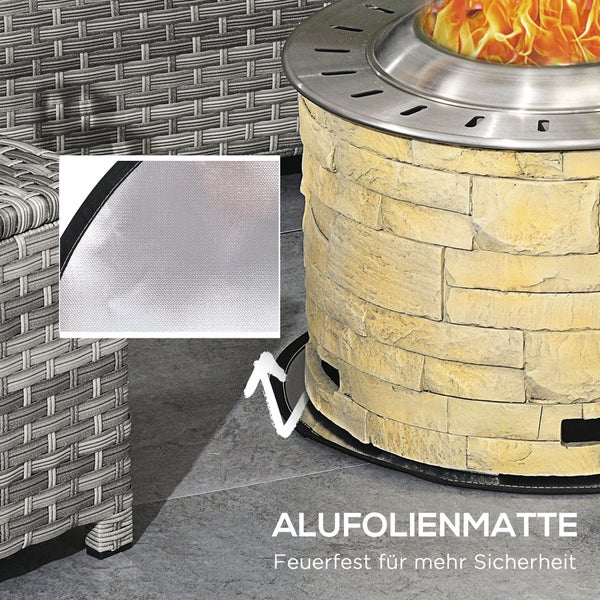 Outsunny Feuerschale, mit Bodenschutzmatte, für Garten, Camping, Terrasse, Ø52 x 39H cm, Stahl, MgO, Gelb