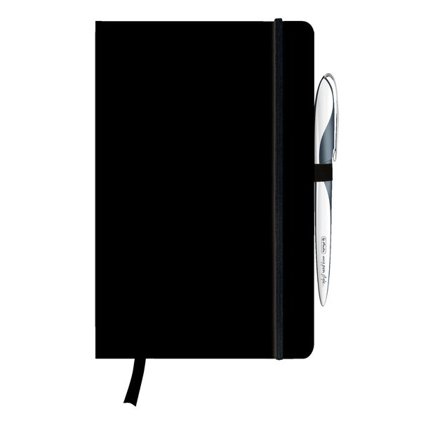 Herlitz Notizbuch Classic A5 96 Blatt kariert schwarz mit Leseband und Falttasche my.book