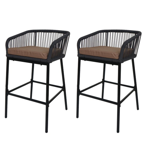 Zwei Barstühle mit Sitzkissen