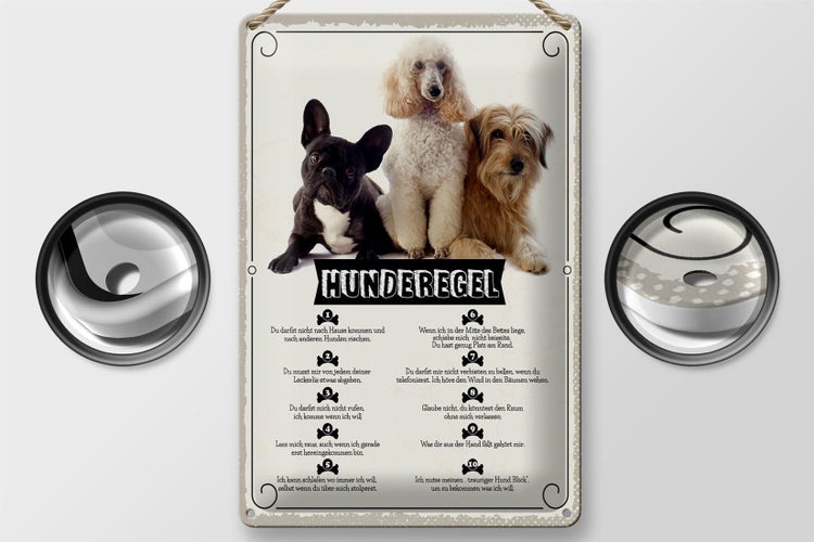 Blechschild Spruch 20x30cm Hunderegel schlafen wo ich will