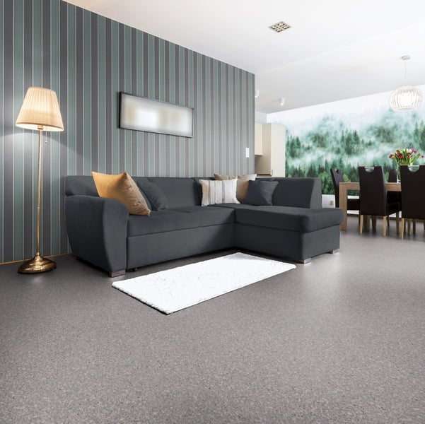 PVC Bodenbelag Meterware Granitoptik CV Belag grau mit Schaumrücken 400 cm breit (Meterware)