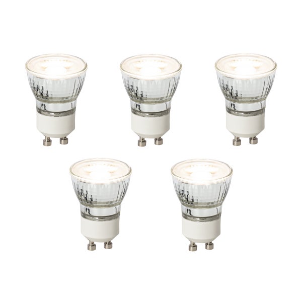 Fünf LED-Reflektorlampen mit GU10-Sockel.