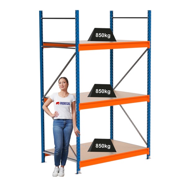 Regal mit drei Ebenen und einer Traglast von 850 kg pro Ebene