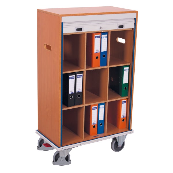 Rollcontainer mit Fächern und Ordnern zur Aufbewahrung