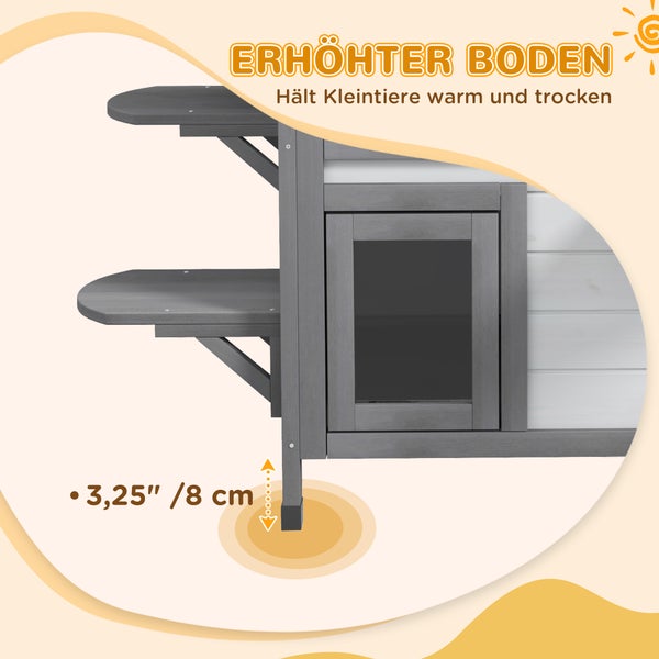 Detailansicht eines Kleintierstalls mit erhöhtem Boden und einer Höhe von 8 cm.
