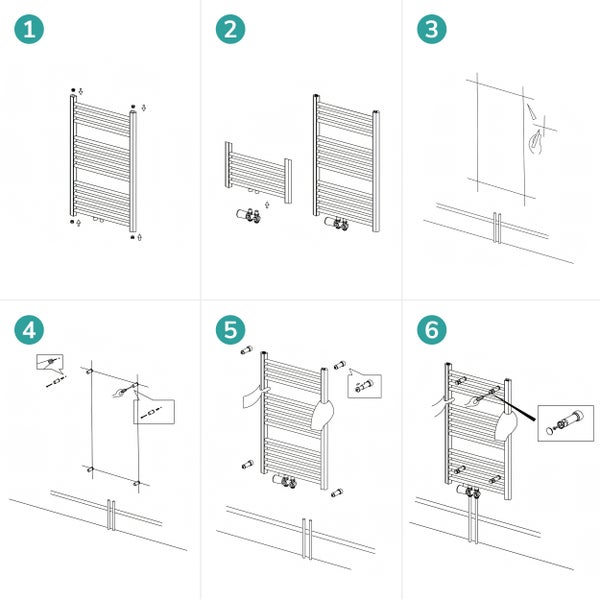 Montageanleitung für einen Badheizkörper in sechs Schritten