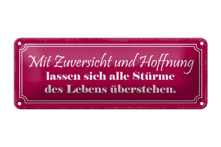 Blechschild Spruch 27x10cm Hoffnung alle Stürme übersehen Dekoration