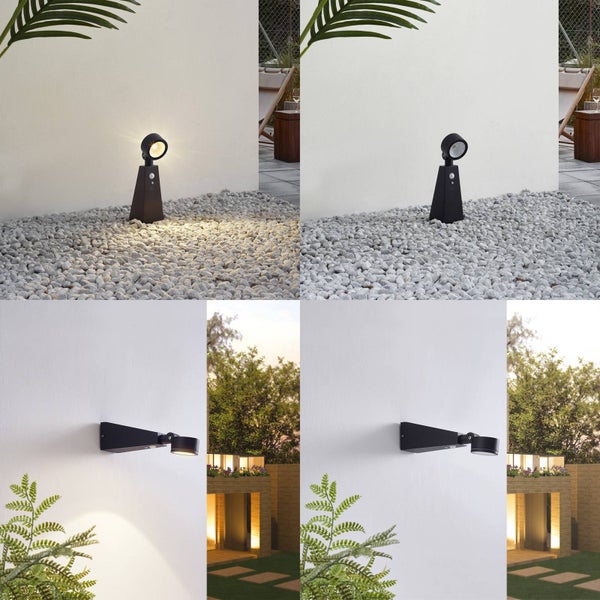 Lindby LED Solarleuchten Raide mit Bewegungsmelder (spritzwassergeschützt (Modern) in Schwarz aus Aluminium (1 flammig, ) - Solarlampe Solarleuchte Garten