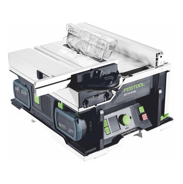 Festool CSC SYS 50 EBI-Plus Akku Tischkreissäge 36 V ( 2x 18 V ) ( 577374 ) 168 mm Brushless + 2x Akku 5,0 Ah + Ladegerät + Systainer