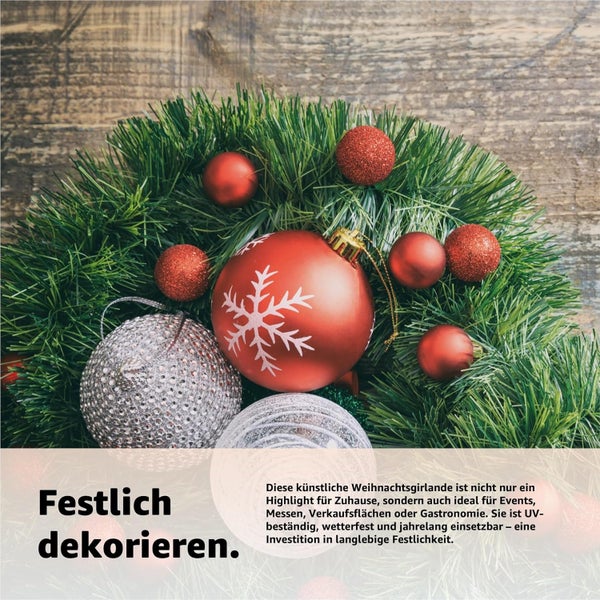 Weihnachtsgirlande mit roten und silbernen Kugeln