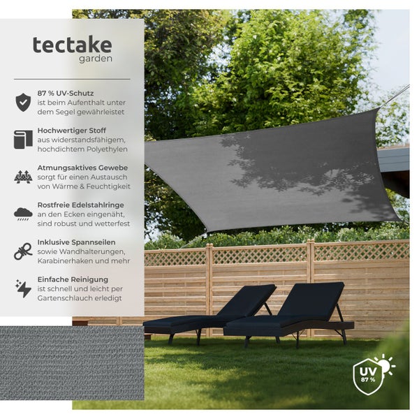 Tectake Gartenszene mit Sonnensegel und zwei Liegestühlen