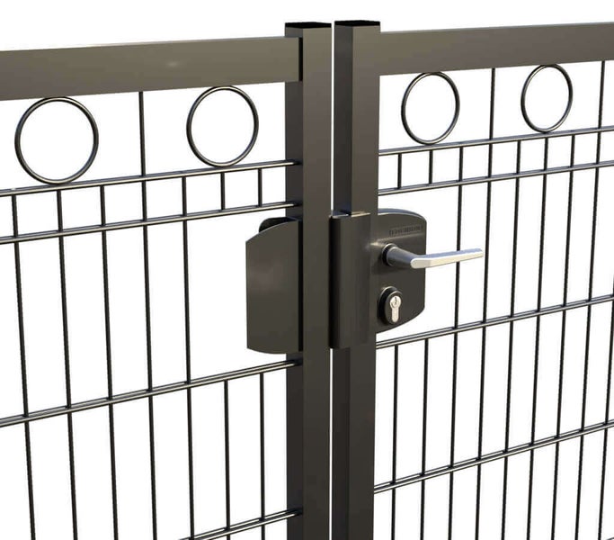 Gartentor ZAUNGURU BASIC-Line Berlin Kreis aus Metall, Höhe: 143cm, Breite: 321cm, 2-flügelig inkl. Pfosten, Schloss und Zubehör, Feuerverzinkt und in RAL 7016 Anthrazitgrau pulverbeschichtet