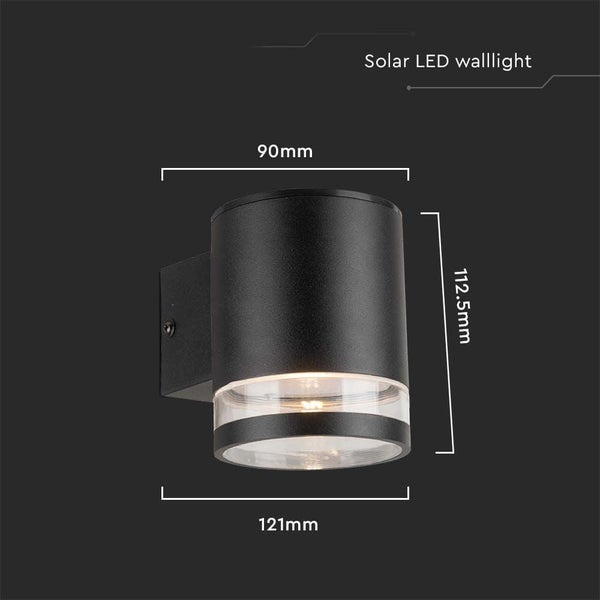 Solar LED Wandleuchte mit den Maßen 90 mm x 112,5 mm x 121 mm