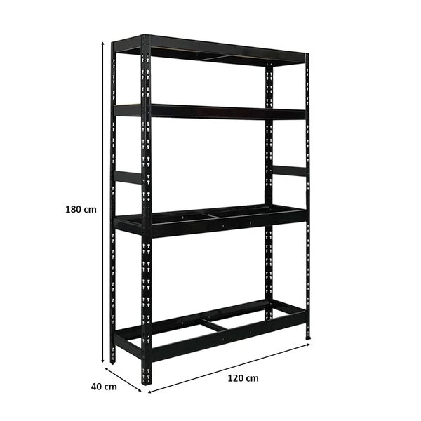 PROREGAL Reifenregal Tiger HxBxT 180 x 120 x 40 cm Bis Zu 12 Reifen auf 2 Ebene Und 2 Ablagen Schwarz