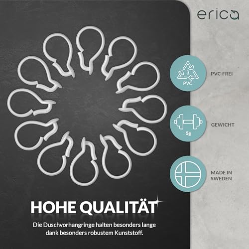 Erica Duschvorhangringe für Duschstange Weiß 12er Packung