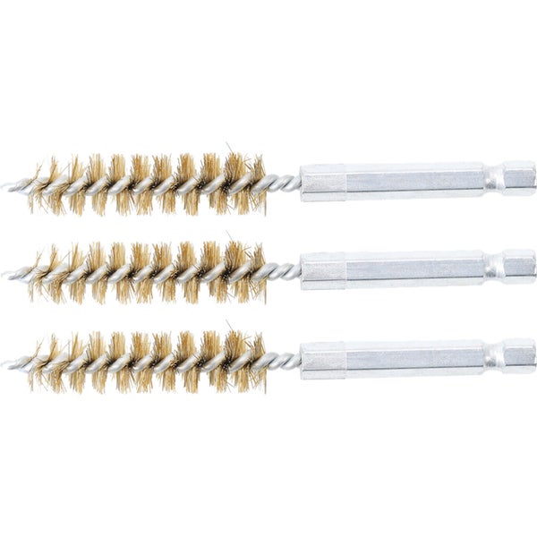 BGS Messingbürste 12 mm Antrieb Außensechskant 6,3 mm (1/4) 3tlg. - 3078-12-M