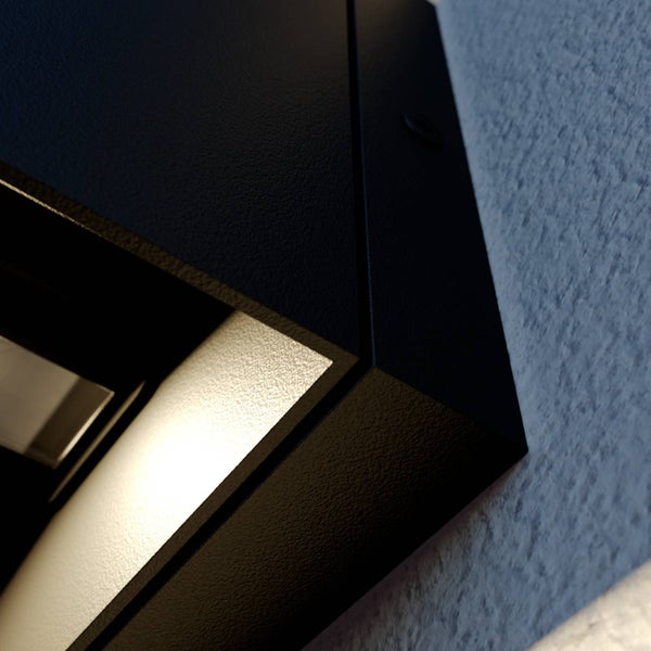 Lindby LED Wandleuchte außen Glyn (spritzwassergeschützt (Modern) in Schwarz aus Aluminium (2 flammig, ) - Außenwandleuchten Wandlampe Led Außenlampe Outdoor für Außenwand/Hauswand
