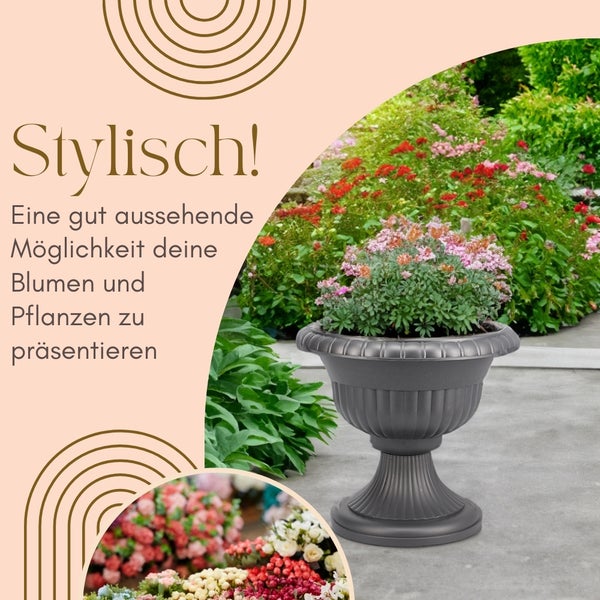 Dekorative Pflanzsäule mit Blumen bepflanzt für den Außenbereich