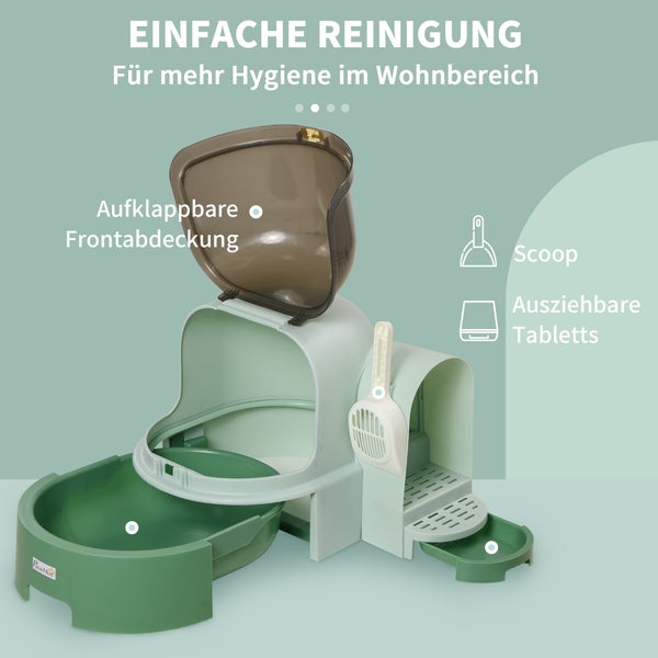 PawHut Katzentoilette, 52L x 60B x 42H cm, PP, PC, Grün