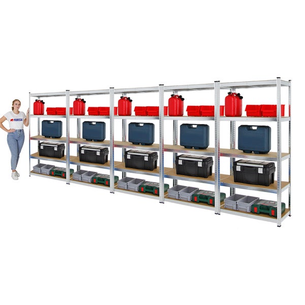 PROREGAL Mega Deal 5x Schwerlastregal Ragnar HxBxT 180 x 90 x 40 cm Fachlast 175 kg Verzinkt