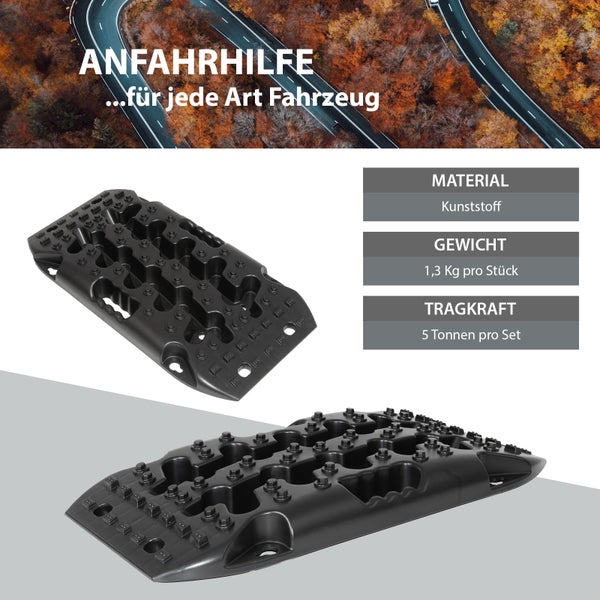 2 x Anfahrhilfe 58 x 30 x 7 cm 5 t Tragkraft Sandboards Offroad Traktionshilfe Schnee stapelbar