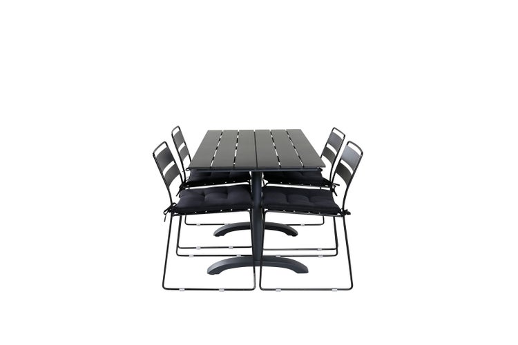 Denver Gartenset Tisch 70x120cm und 4 Stühle Lina schwarz. 70 X 120 X 74 cm