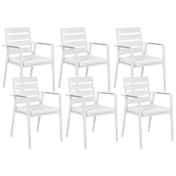 Gartenstuhl 6er Set TAVIANO Metall Weiß