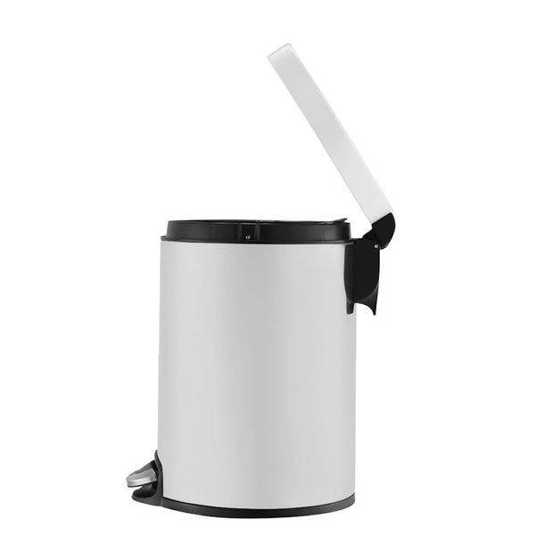 PROREGAL Treteimer Mit Stilvollem Pedal & Leise Schließendem Deckel & Kunststoffinneneimer 5 Liter HxBxT 29 x 20,3 x 26,5 cm Weiß